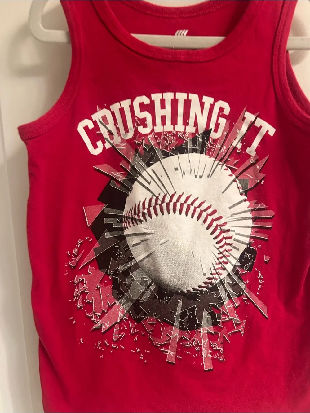 Boys The Children's Place Red Tank Top with Baseball Graphic